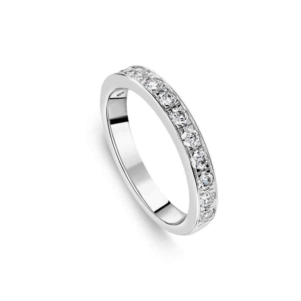 Platinum 3mm 0.50ct Diamond Pave Wedding Ring- (Special Order) image number 0