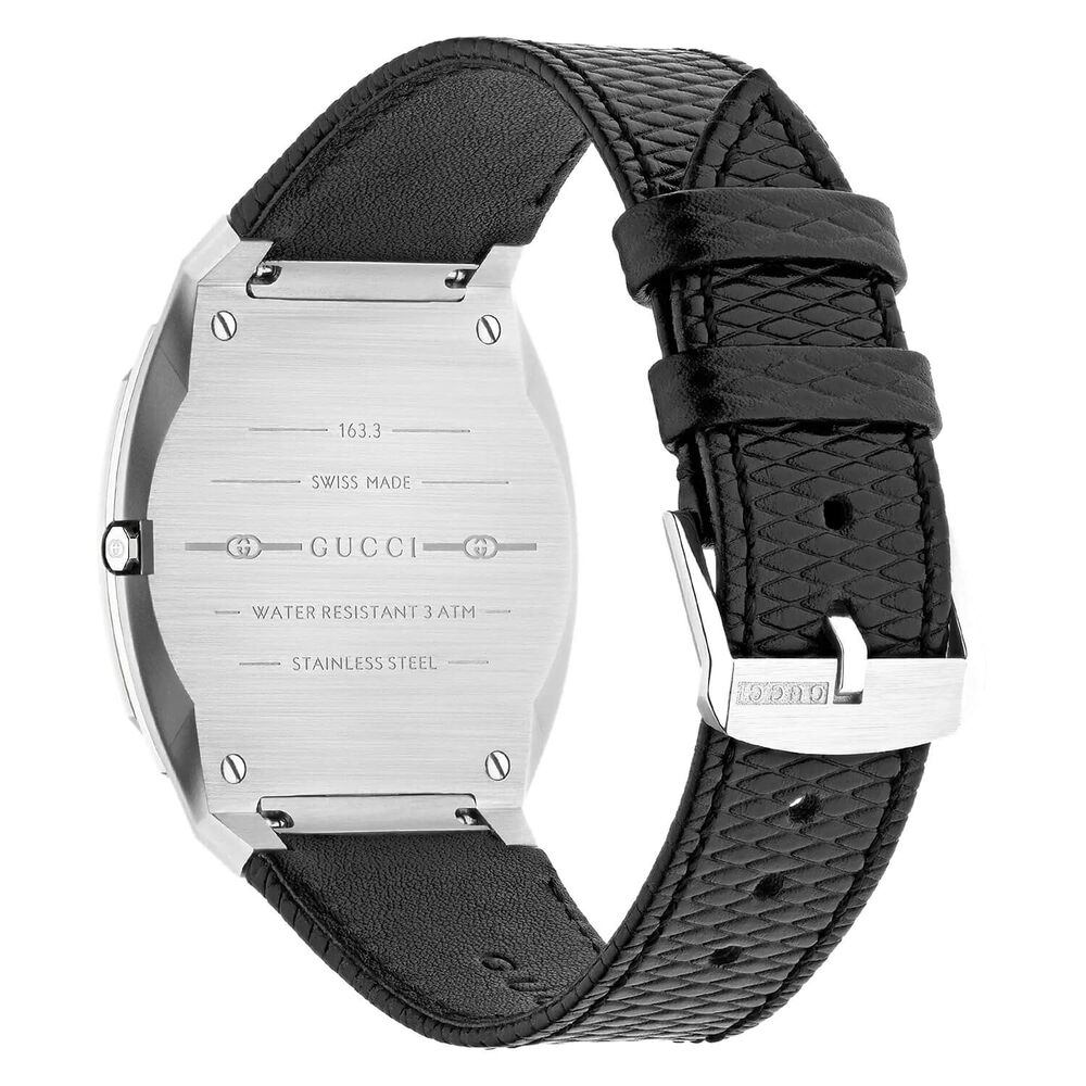 Gucci 25H 38mm Silver Dial Steel Case Black Strap Watch