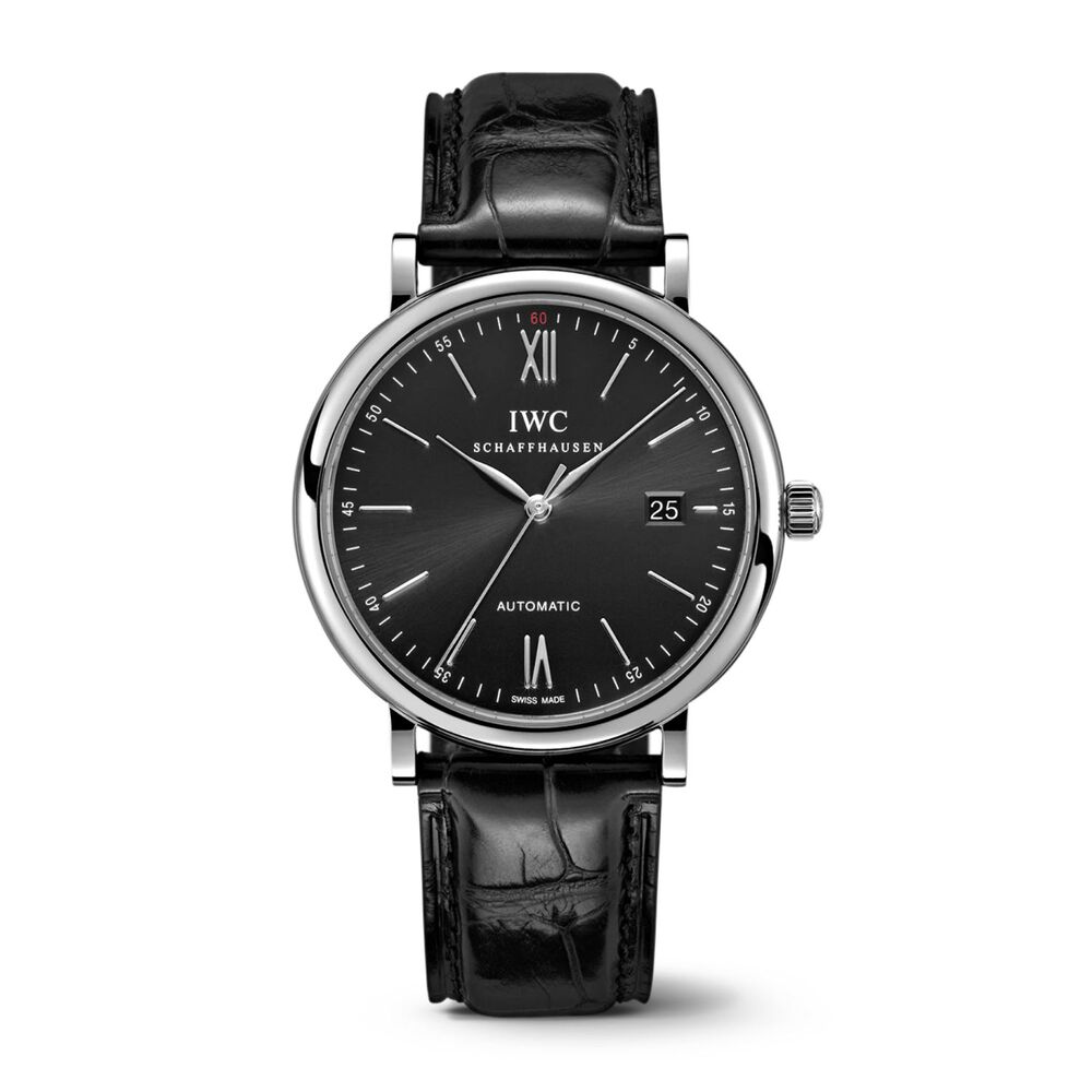 IWC Schaffhausen Portofino Automatic Black Dial Strap Watch image number 0