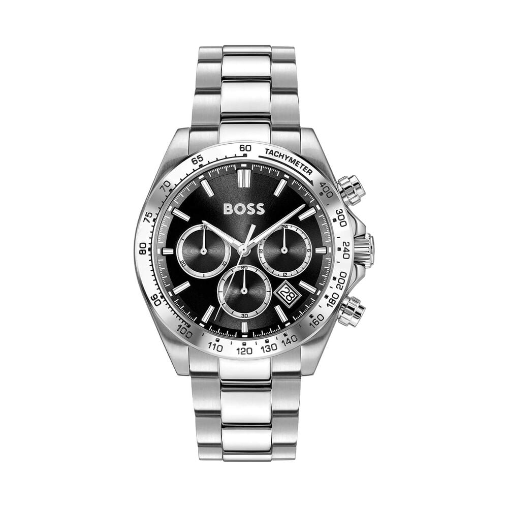 BOSS Hero 2.0 Chronograph 43mm Black Dial Steel Bracelet Watch