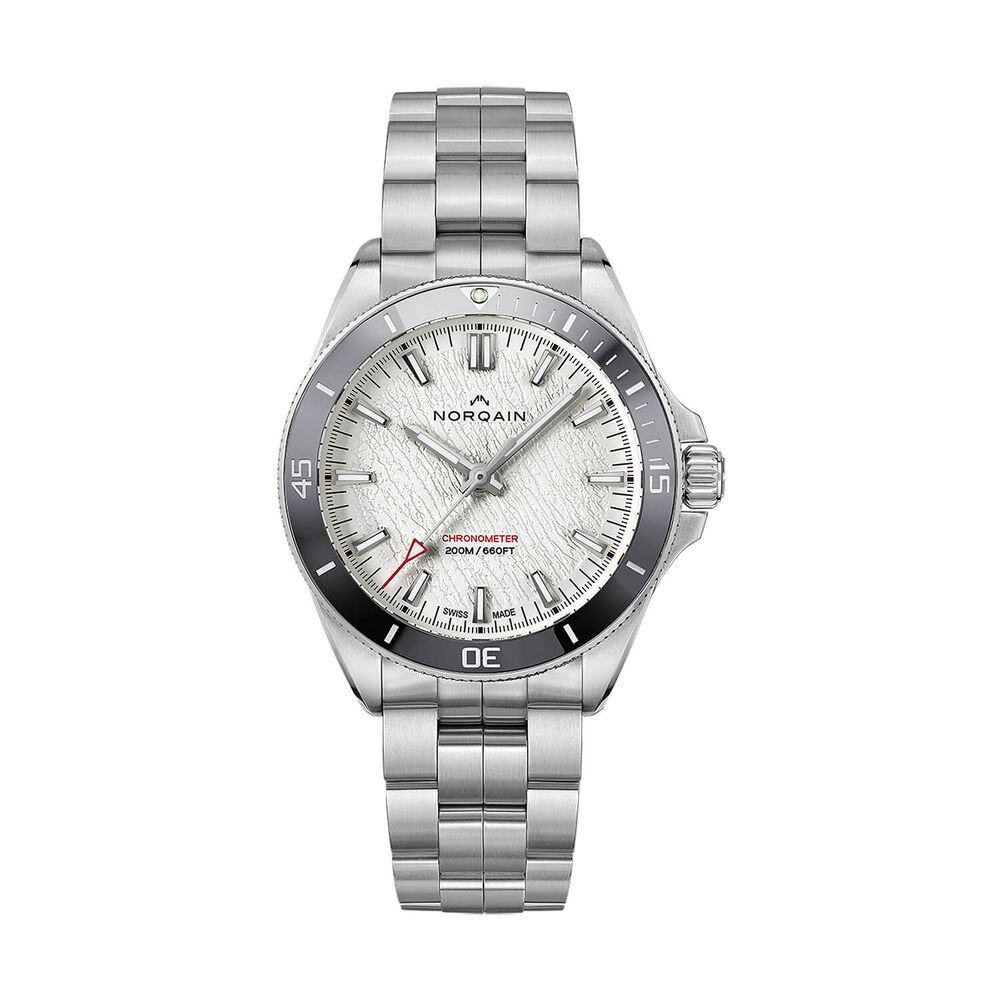 NORQAIN NEVEREST Glacier 41mm White Dial Steel Bracelet Watch