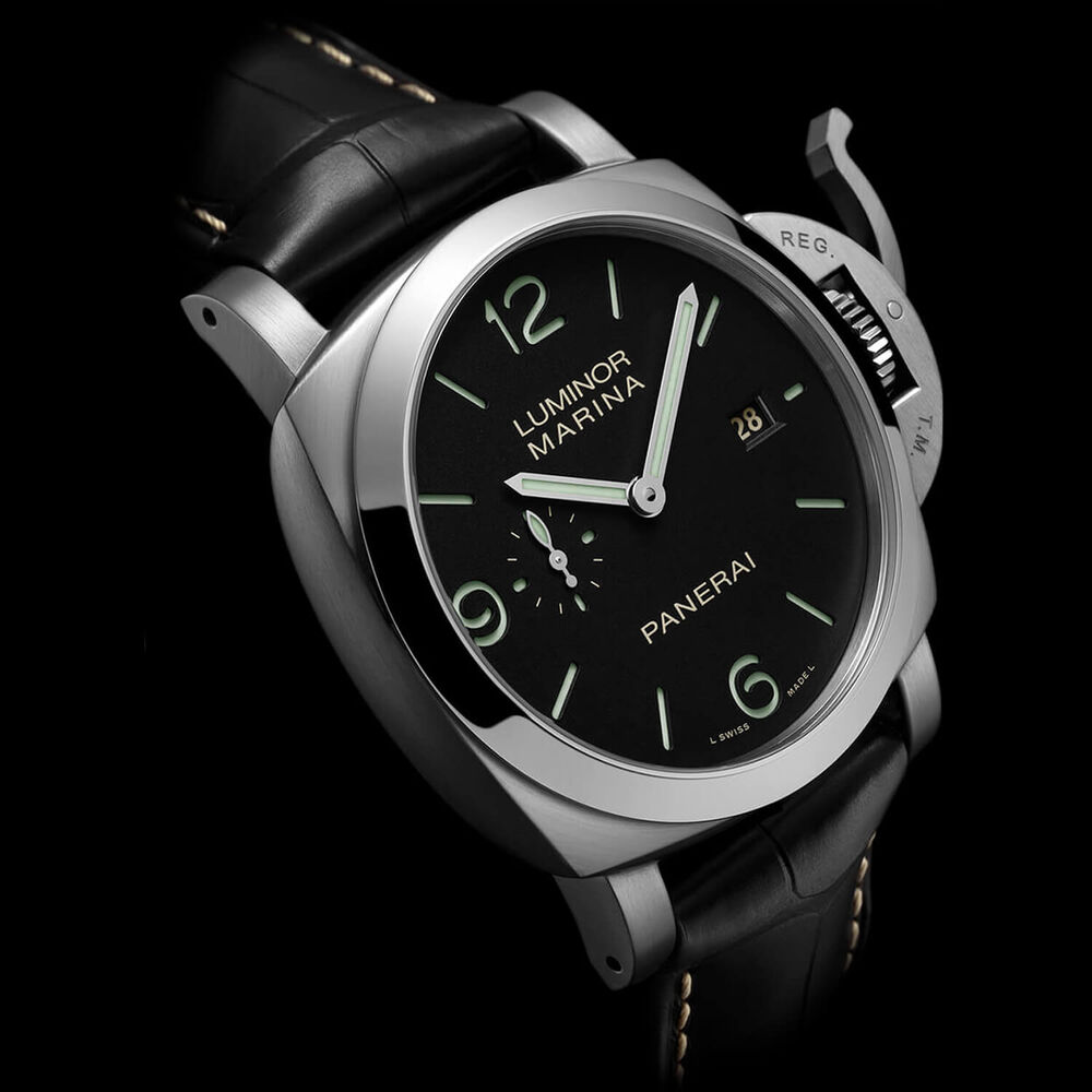Panerai Luminor Marina 44mm Black Dial Leather Strap Watch image number 2