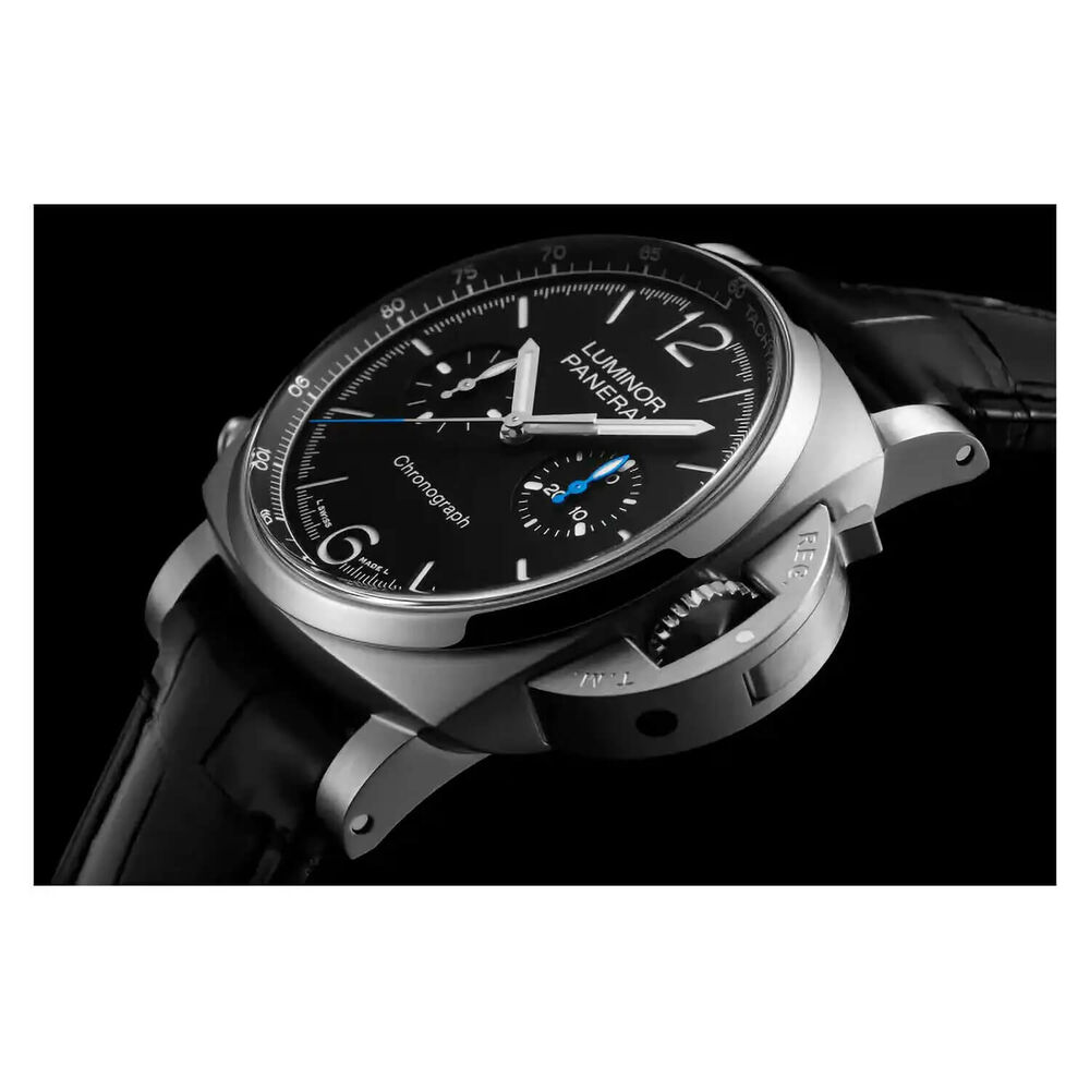 Panerai Luminor 44mm Chrono Black Dial Strap Watch image number 4