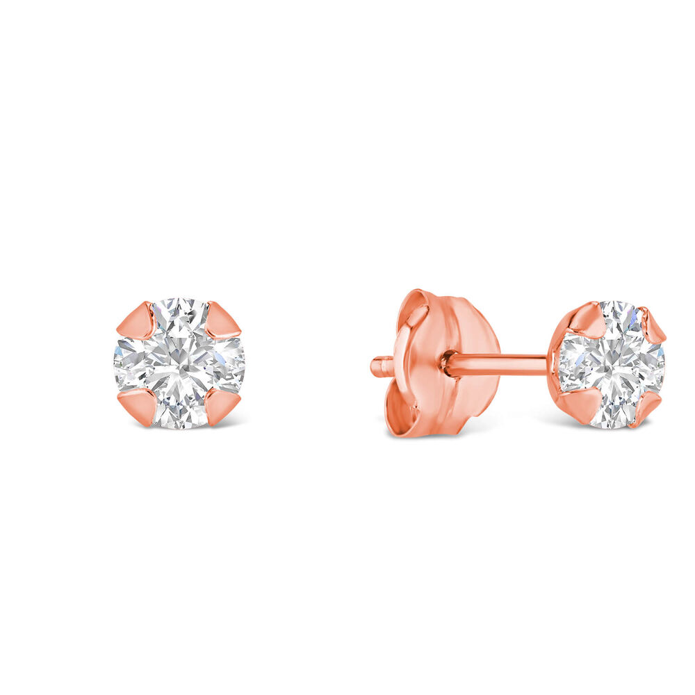 9ct Rose Gold 4mm 4 Claw Cubic Zirconia Stud Earrings image number 1