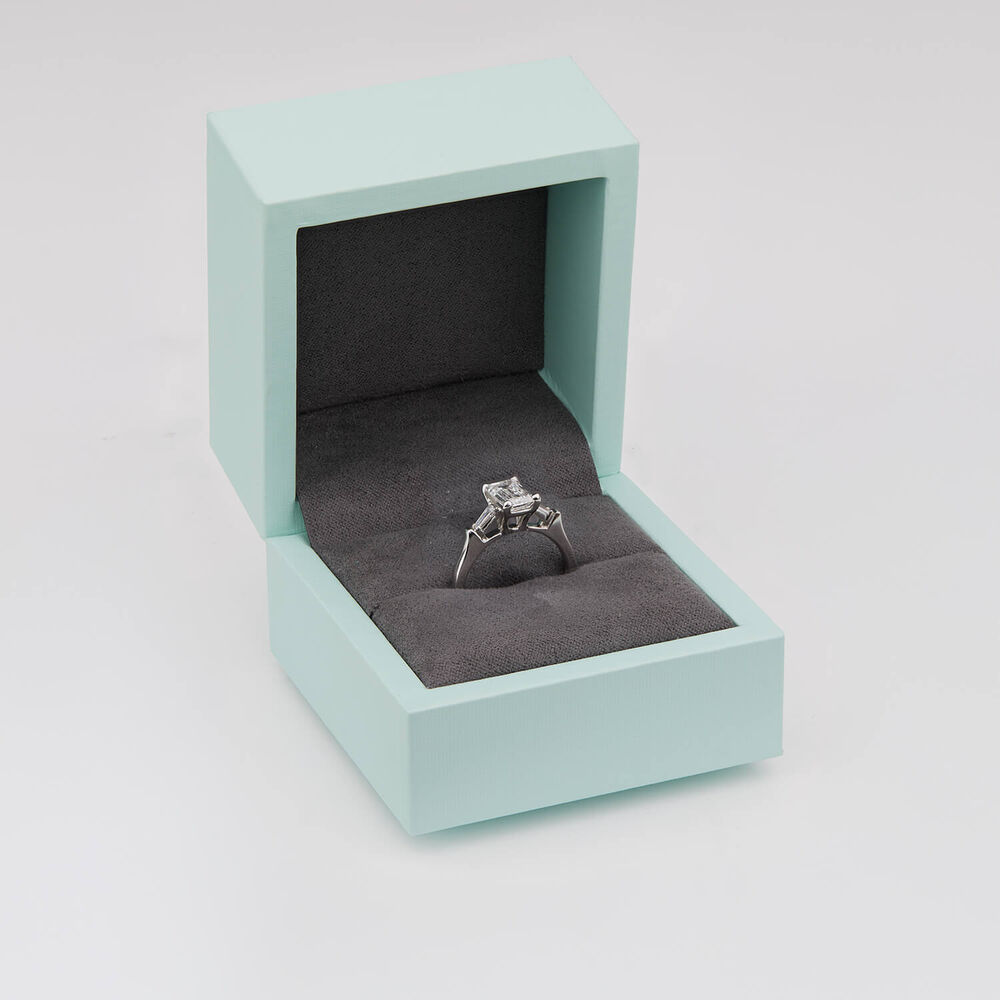 Born Platinum 1.38ct Lab Grown Emerald Baguette Ring image number 5