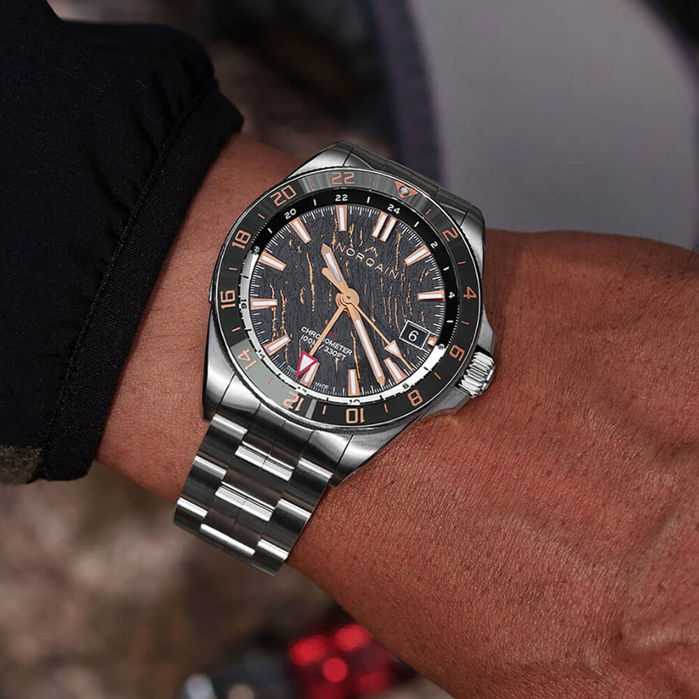 NORQAIN NEVEREST GMT Glacier 41mm Anthracite Dial Steel Bracelet Watch image number 2