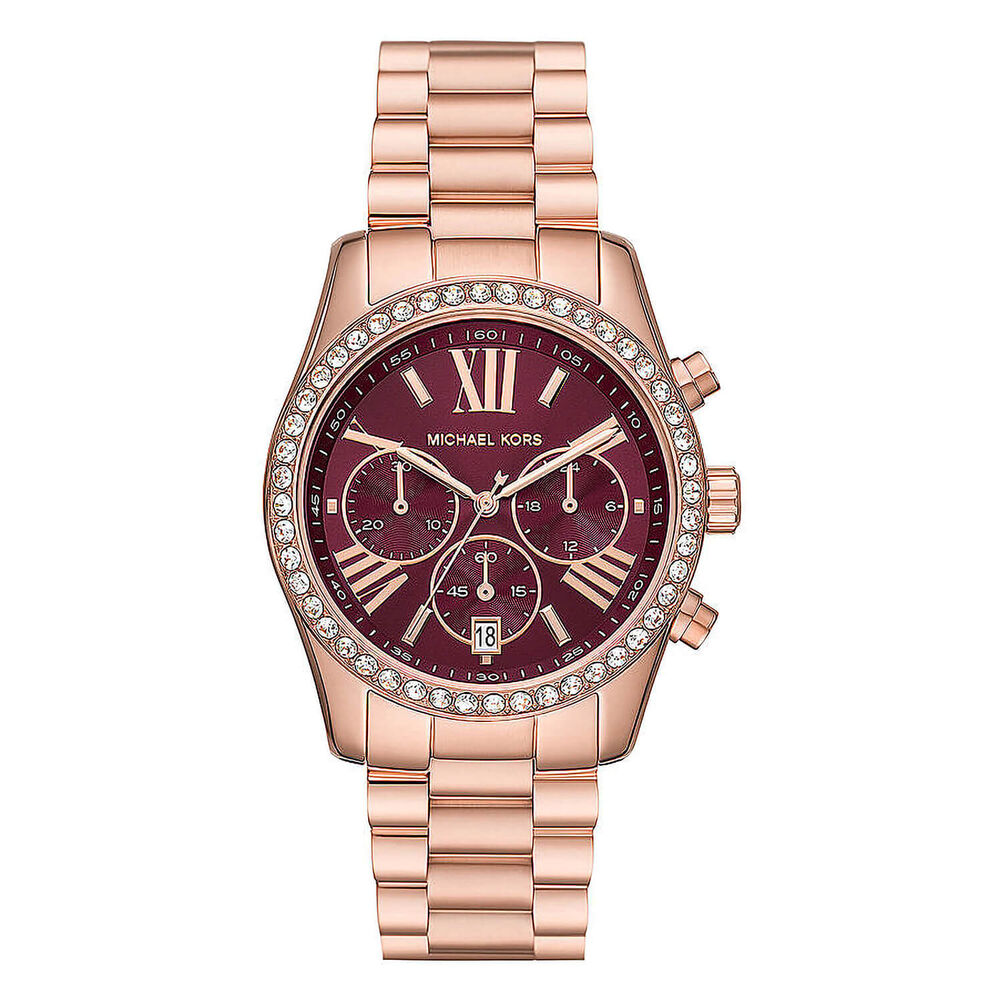 Michael Kors Lexington 38mm Purple Dial Rose Gold Case Ladies' Watch