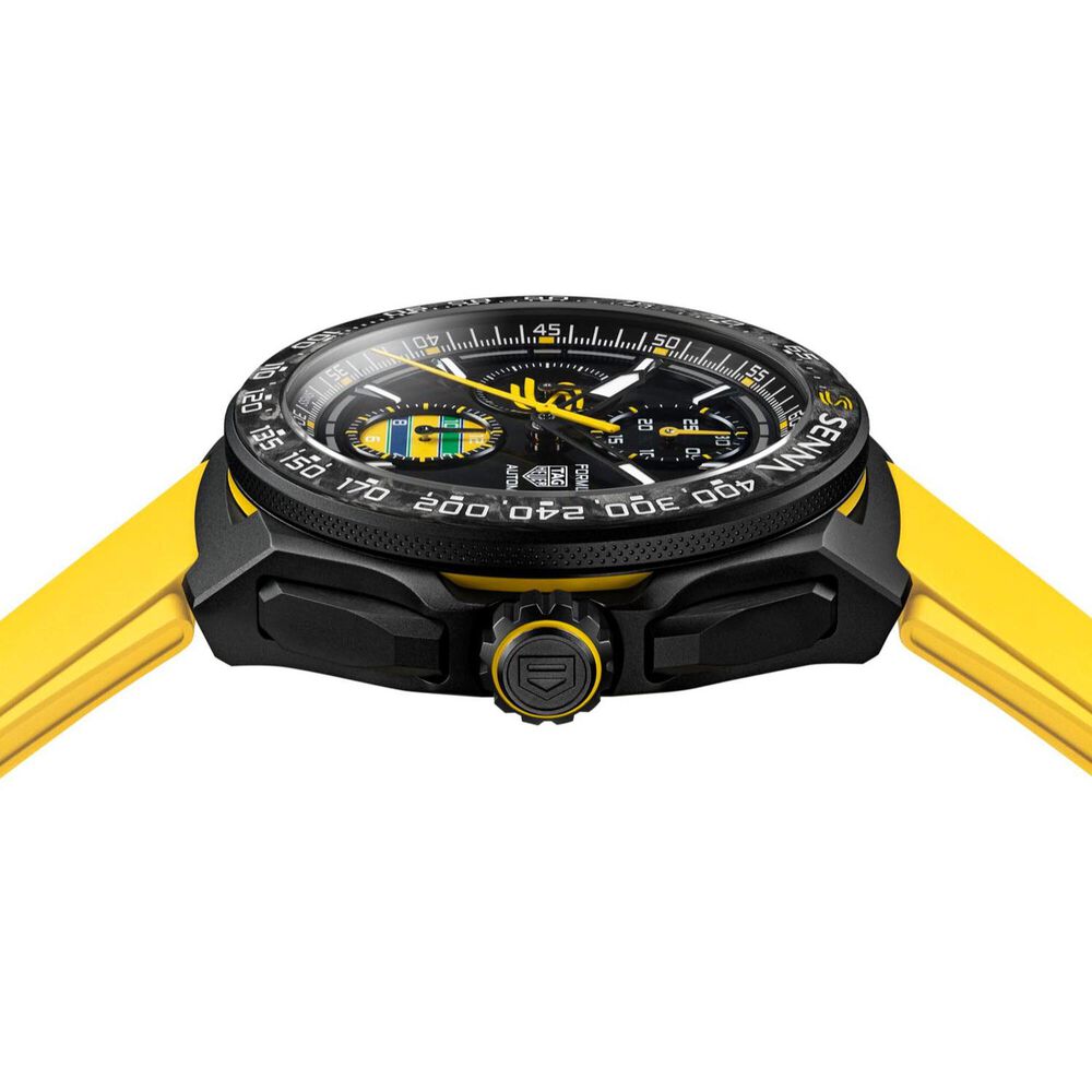 TAG Heuer Formula 1 Chronograph x Senna 43mm Black Dial Yellow Rubber Strap Watch image number 3