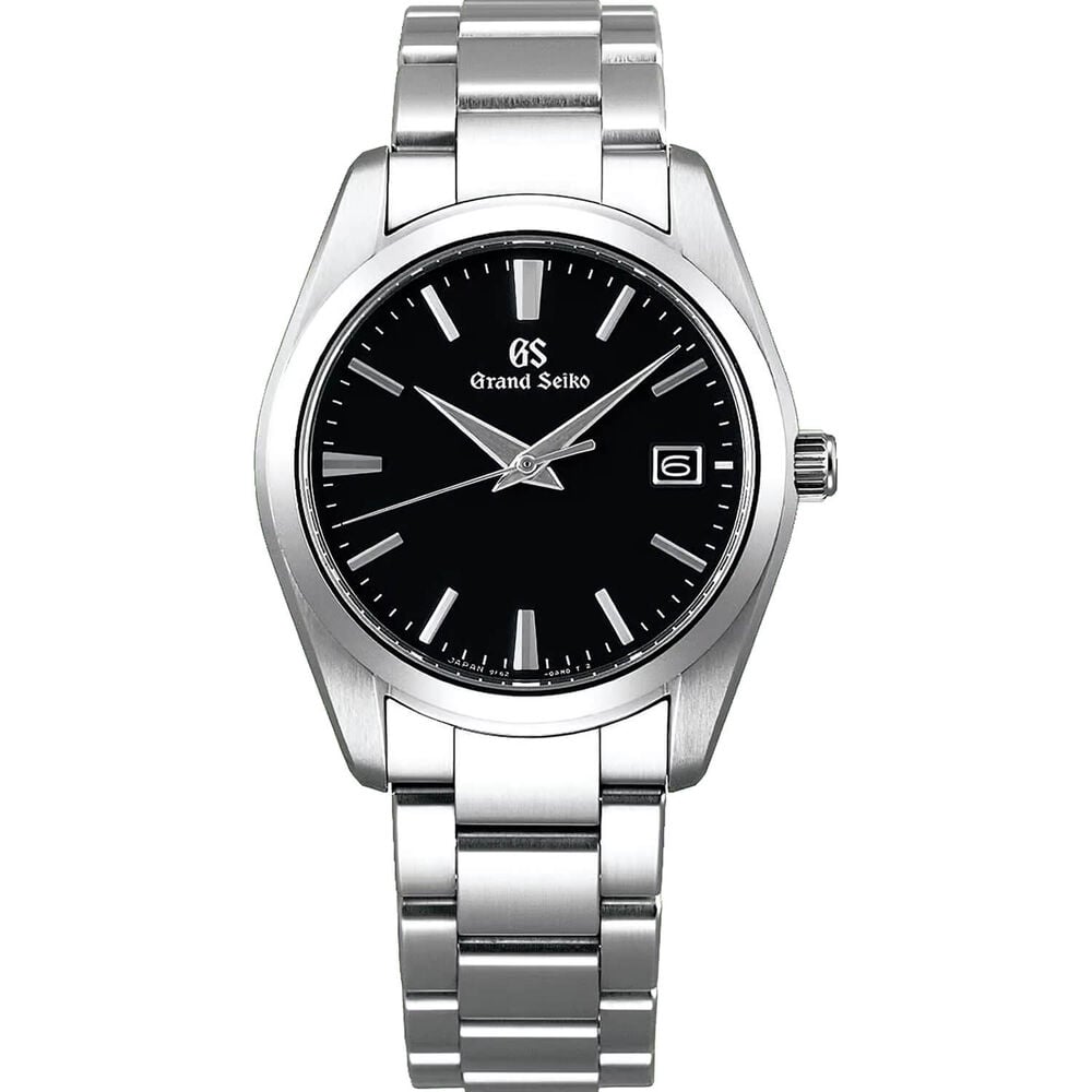 Grand Seiko Heritage Quartz 37mm Black Dial Steel Bracelet Watch image number 0