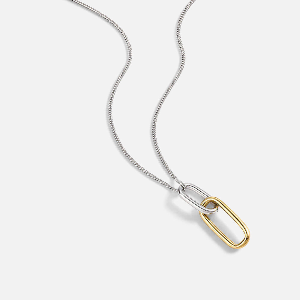 Sterling Silver Two Tone Double Oval Link Pendant