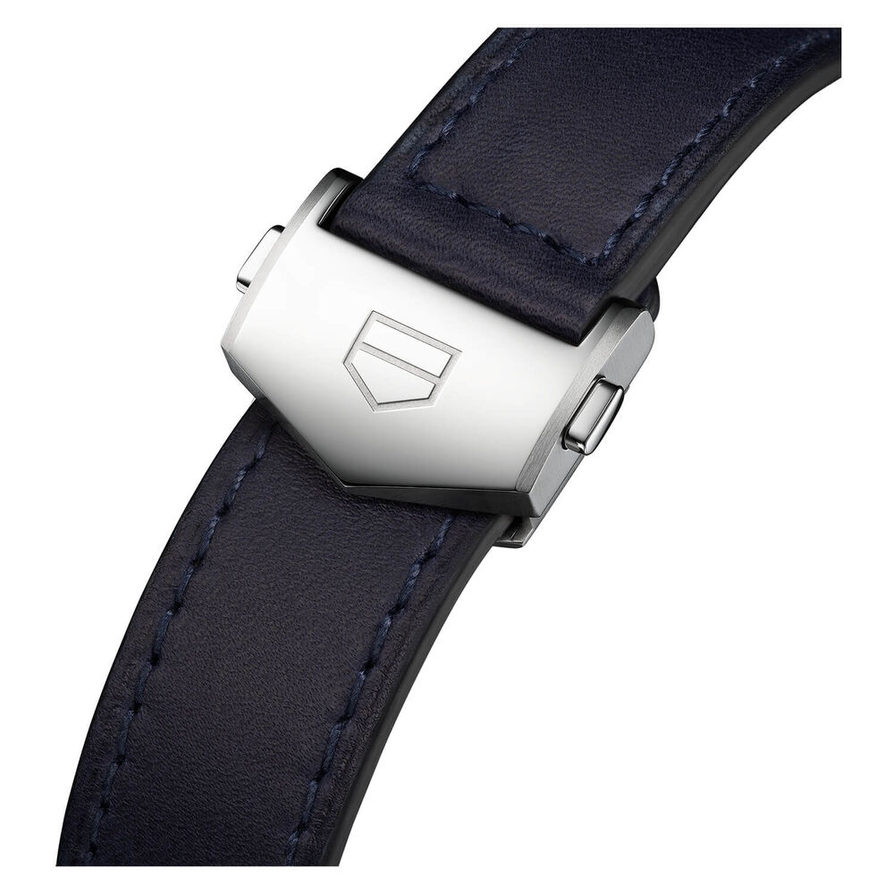 TAG Heuer Carrera Chronograph 39mm Blue Dial Leather Strap Watch image number 7