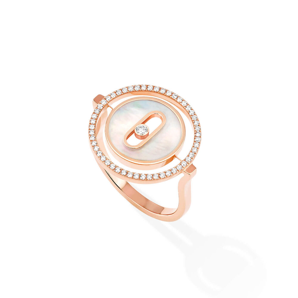 Messika Lucky Move 18ct Rose Gold 0.18ct Diamonds & Mother of Pearl Ring (Size M)