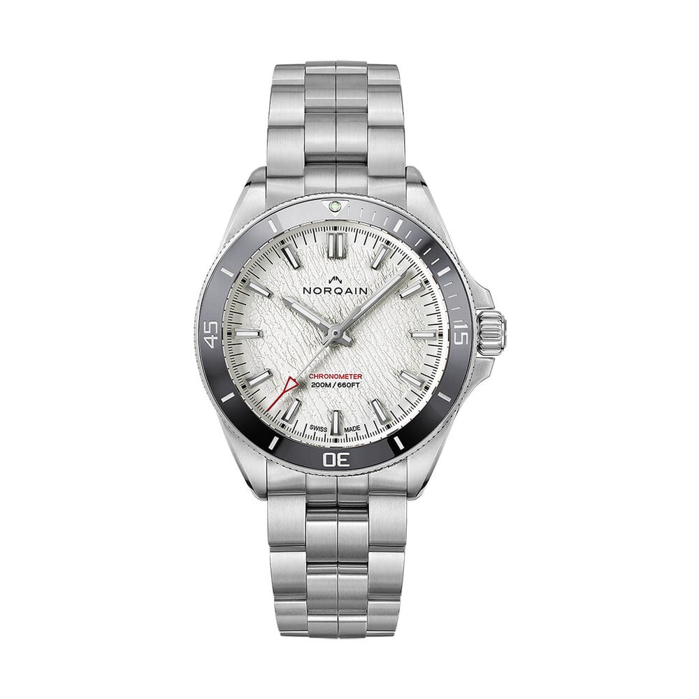 NORQAIN NEVEREST Glacier 41mm White Dial Steel Bracelet Watch image number 0