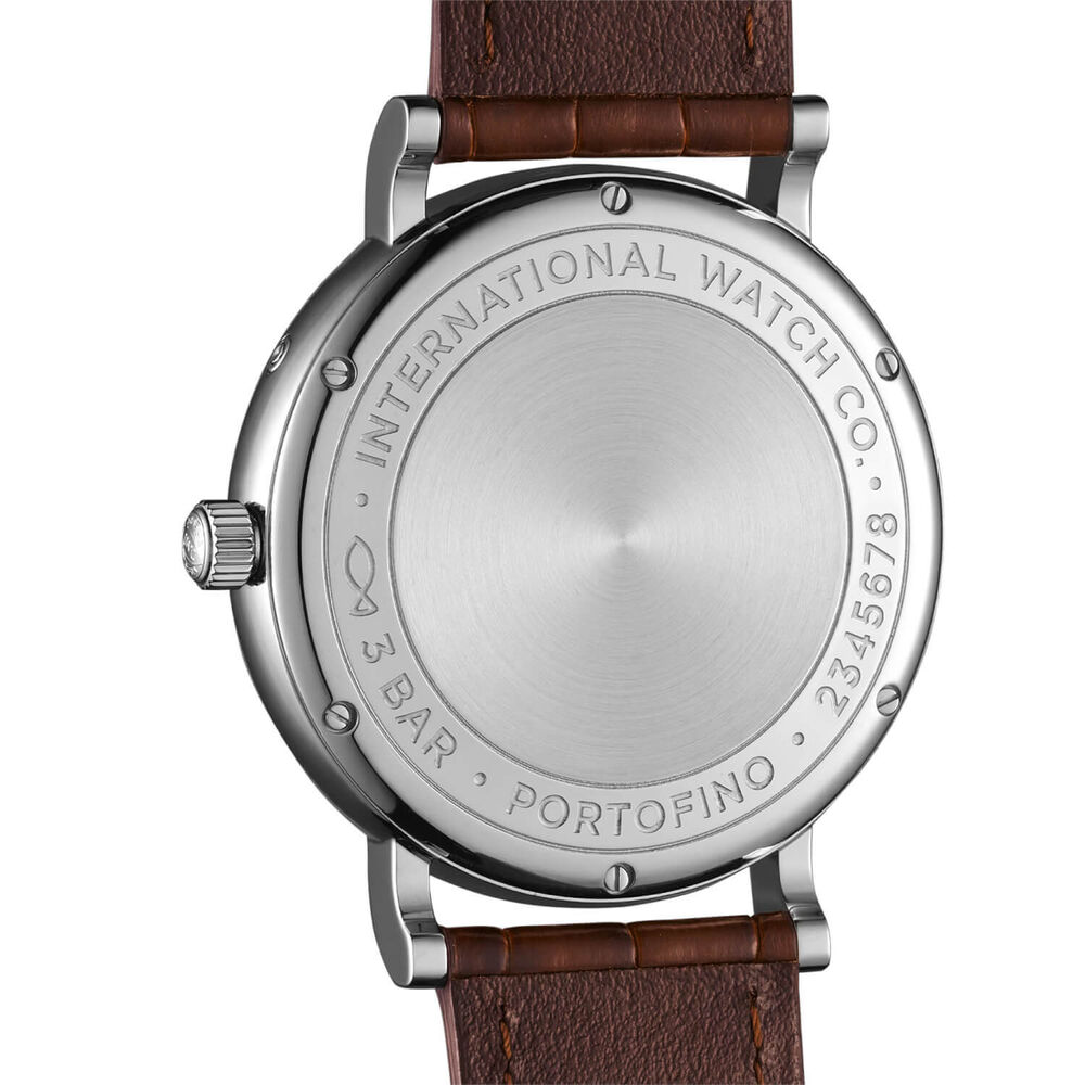 IWC Schaffhausen Portofino Automatic Moon Phase 40mm Silver Dial Brown Leather Strap Watch image number 4