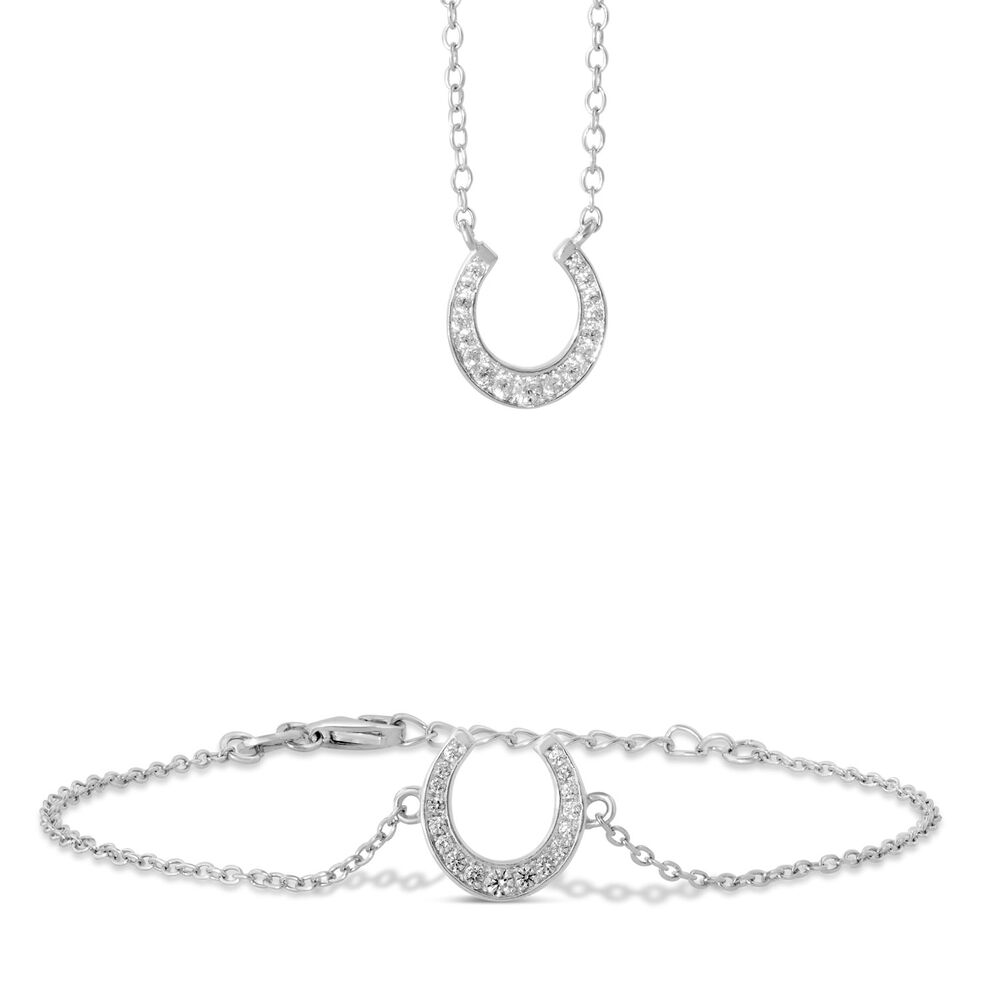 Sterling Silver Cubic Zirconia Horseshoe Bracelet image number 2