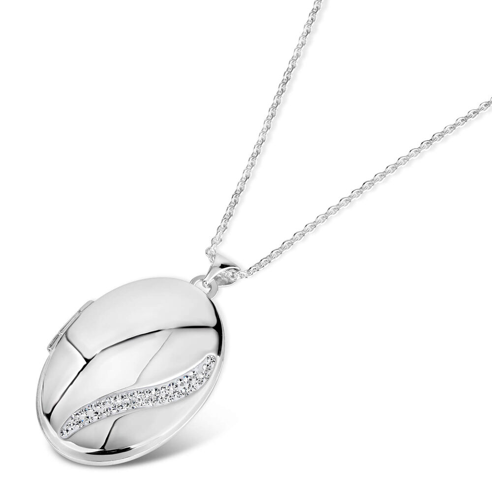 Silver cubic zirconia locket (Chain Included) image number 2
