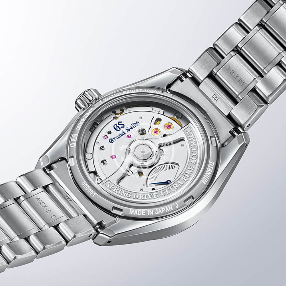 Grand Seiko ‘Ice Forest’ UFA Spring Drive 37mm Dial Titanium Bracelet Watch image number 4