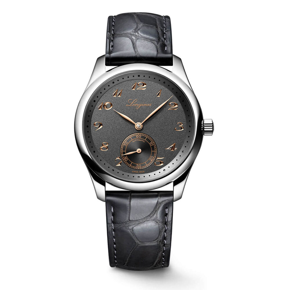 Longines Master Collection 38.50mm Anthracite Dial Alligator Strap Watch image number 0