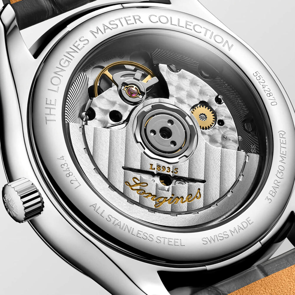 Longines Master Collection 38.50mm Anthracite Dial Alligator Strap Watch image number 3