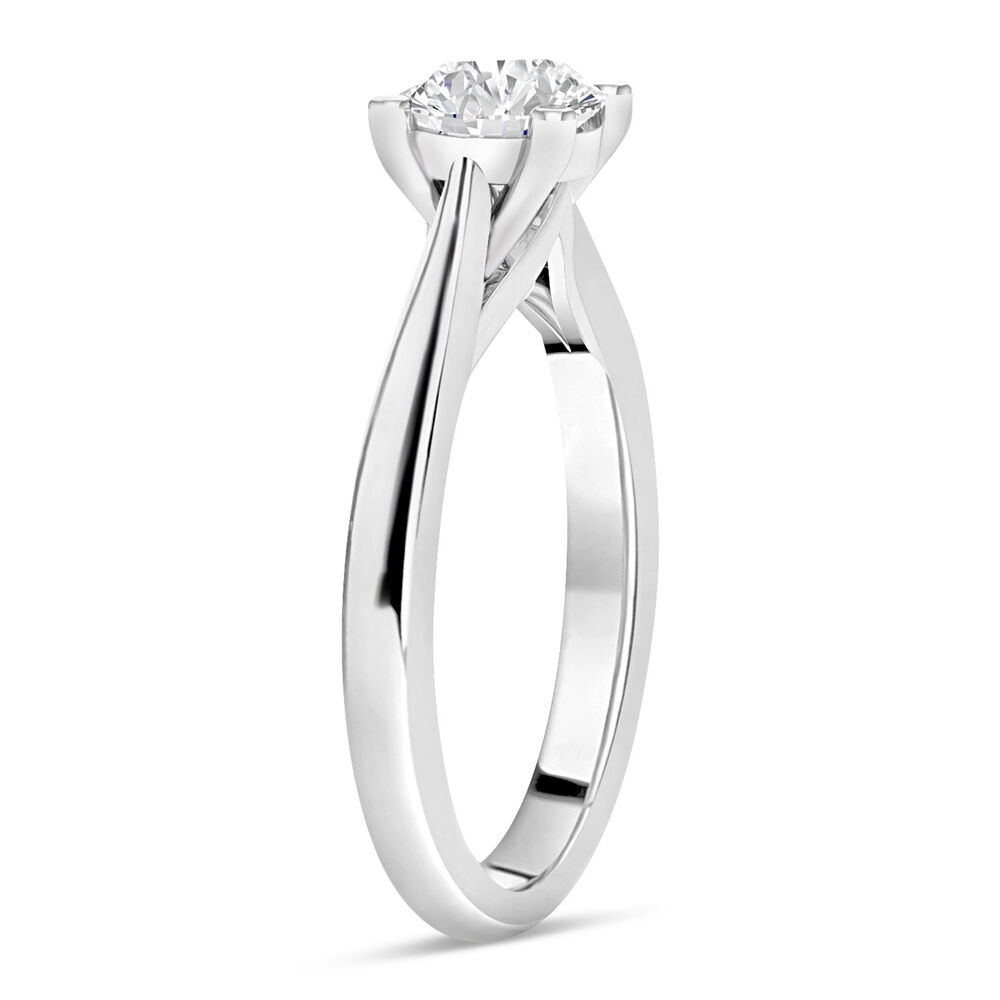 Platinum 1.00ct Round Diamond Orchid Setting Ring image number 4