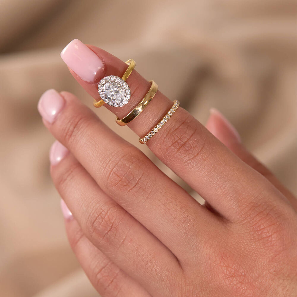 Born 18ct Yellow Gold 0.15ct Lab Grown Diamond Triangle Claw Set Half Eternity Wedding Ring image number 3