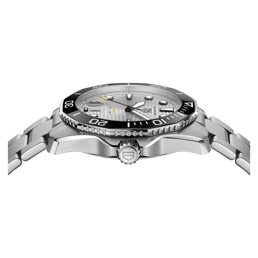 TAG Heuer Aquaracer 43mm Silver Dial Black Bezel Steel Case Bracelet Watch image number 3
