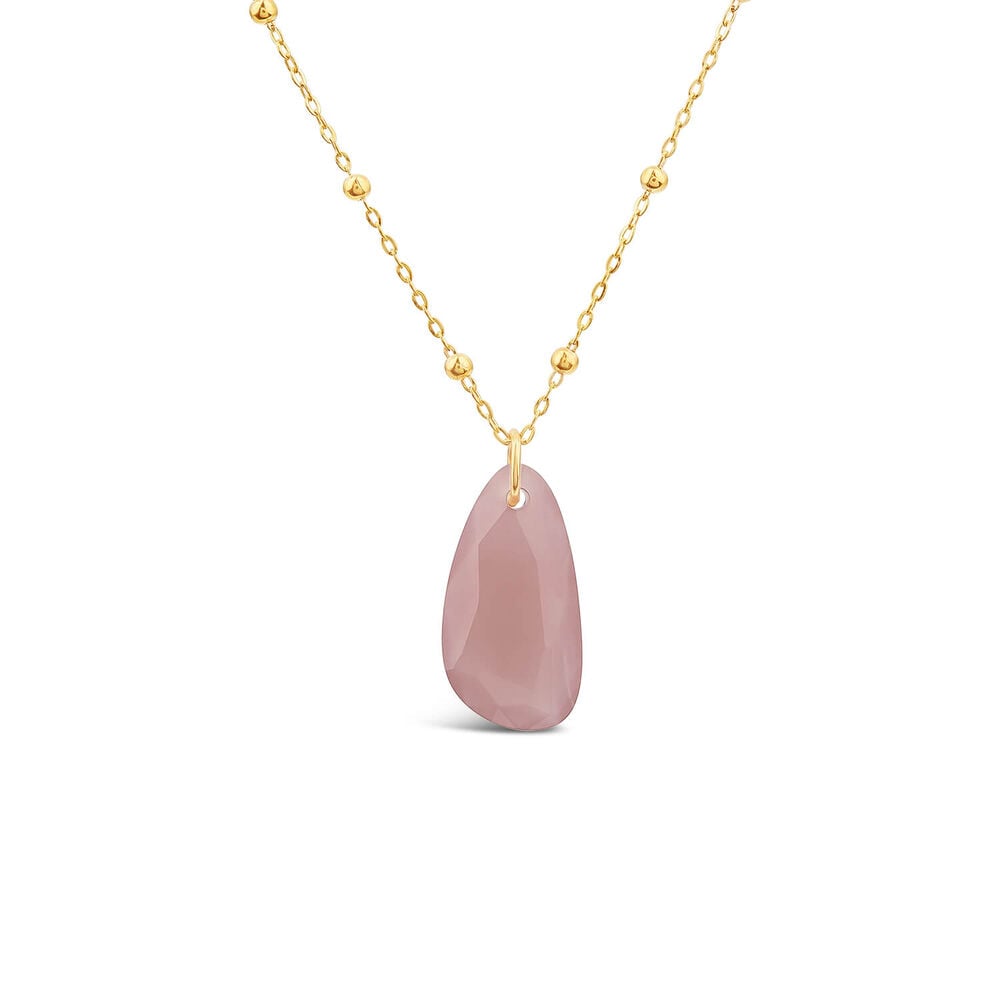 9ct Yellow Gold Peachy Chalcedony Pebble Pendant image number 0
