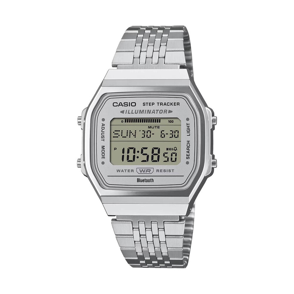 Casio Vintage 41.6x37.9mm Grey Dial Steel Bracelet Watch
