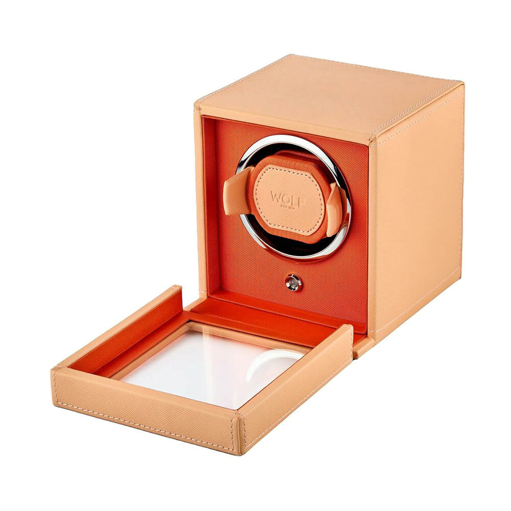 WOLF Cub Seltzer Peach & Orange Single Watch Winder With Cover