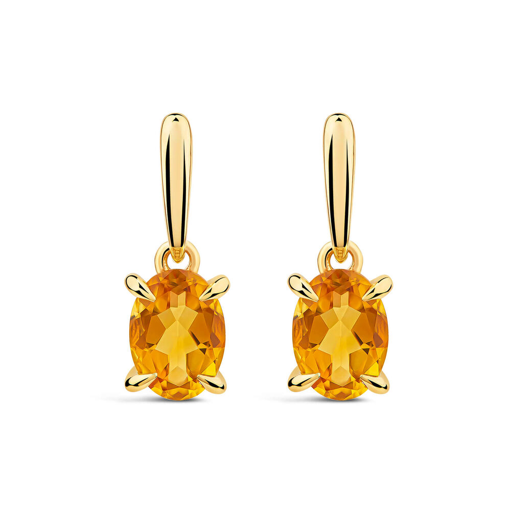 9ct Yellow Gold Citrine Drop Earrings