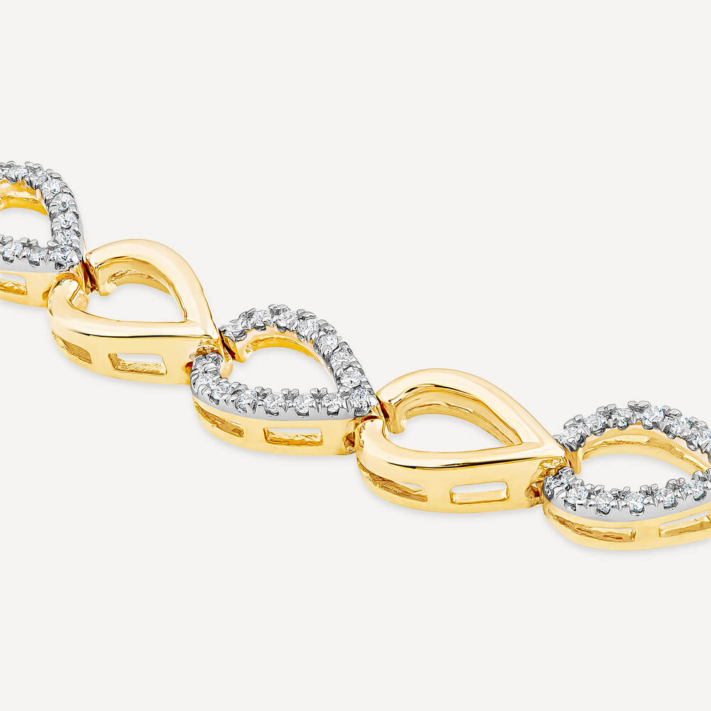 9ct Yellow Gold 0.58ct Diamond & Polished Teardrop Bracelet image number 3