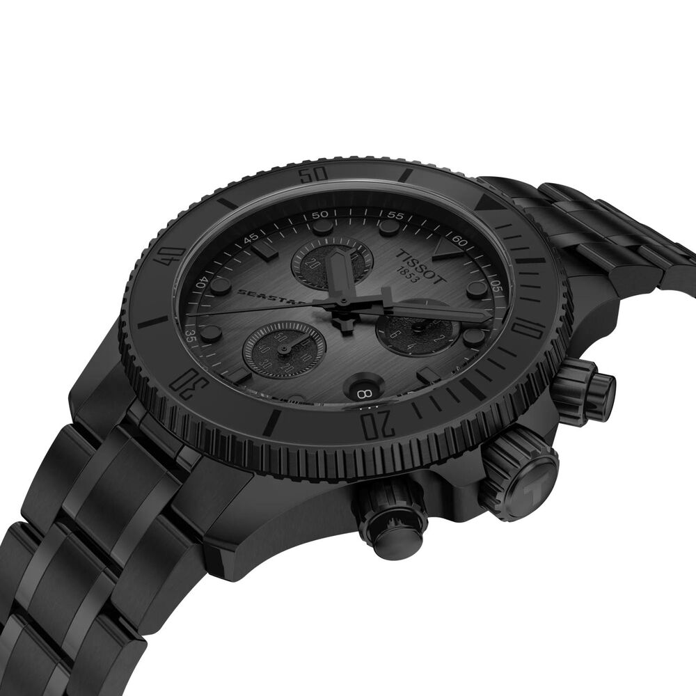 Tissot Seastar 1000 Quartz Chronograph 38mm Black Dial PVD Steel Bracelet Watch image number 1