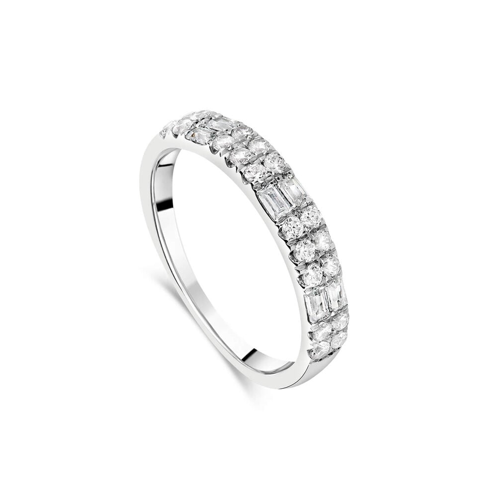 18ct White Gold Orchid Setting Double Row 0.50ct Bag Brill Diamond Wedding Ring image number 0