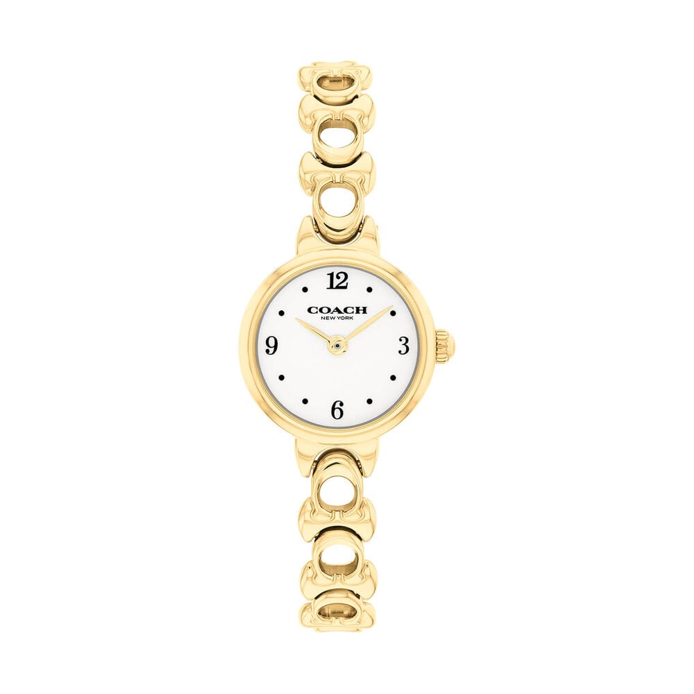 Coach Iris 22mm White Dial Gold Tone Steel Bracelet Watch