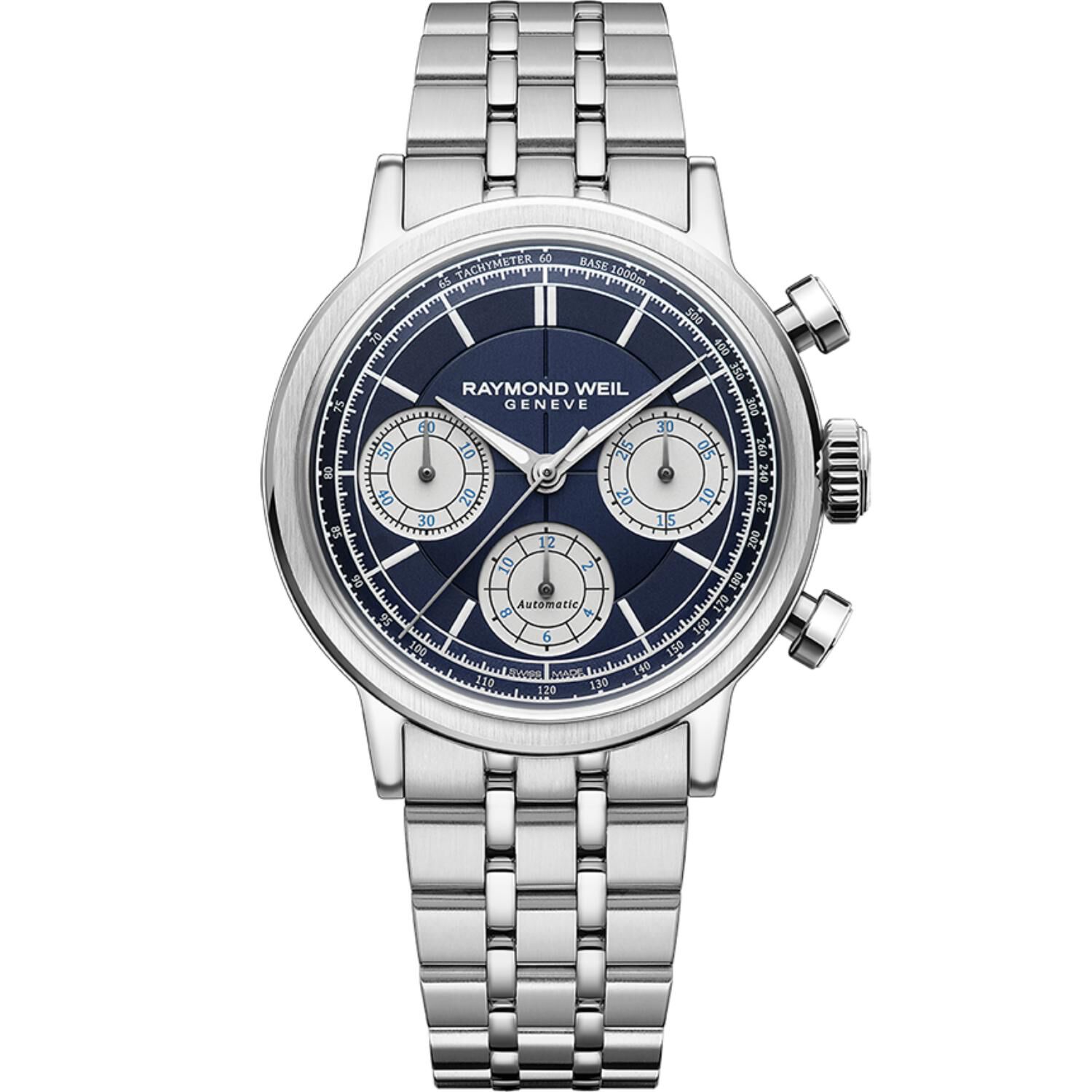Raymond Weil Millesime Automatic Chronograph 39.5mm Midnight Blue Dial Steel Bracelet Watch