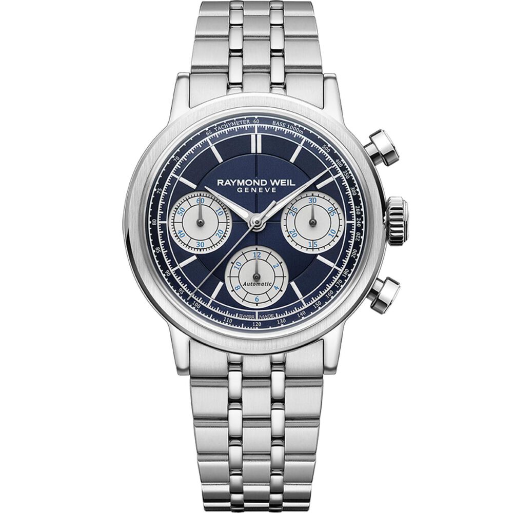 Raymond Weil Millesime Automatic Chronograph 39.5mm Midnight Blue Dial Steel Bracelet Watch image number 0