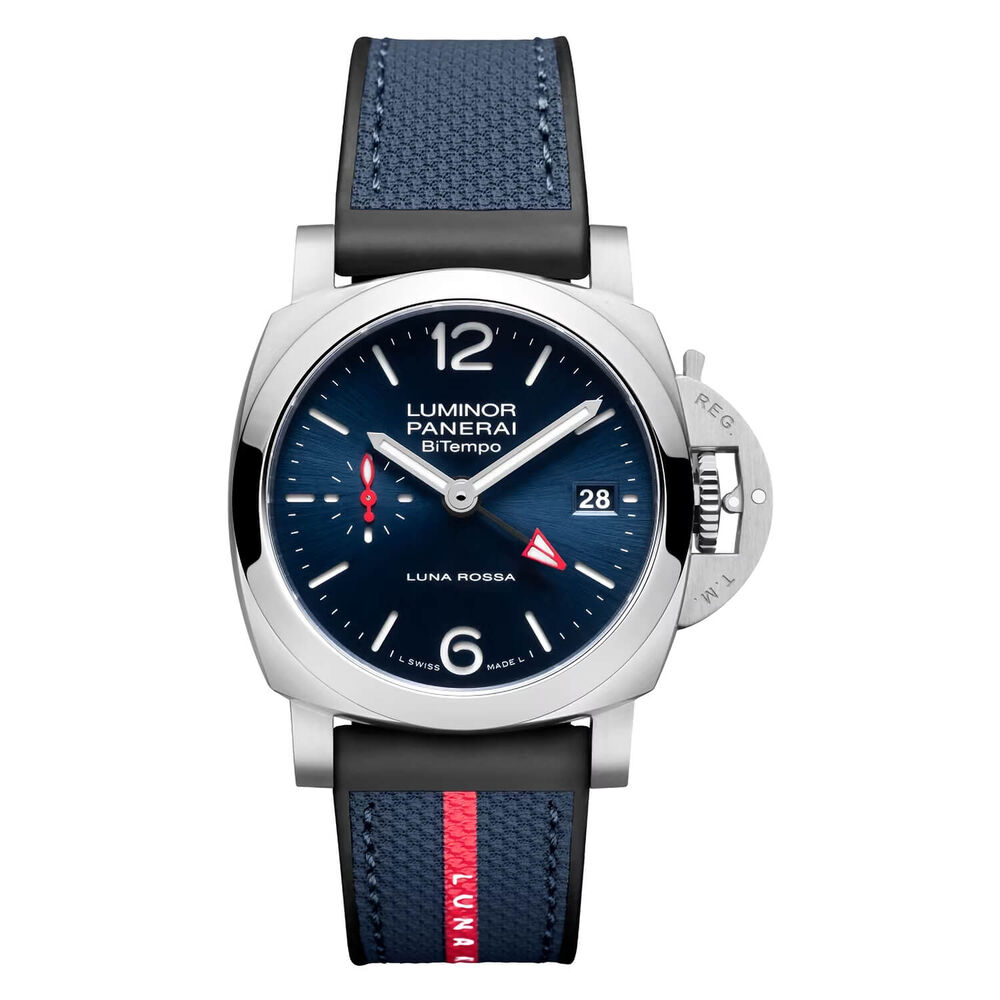 Panerai Luminor Quaranta BiTempo Luna Rossa 40mm Blue Dial Strap Watch