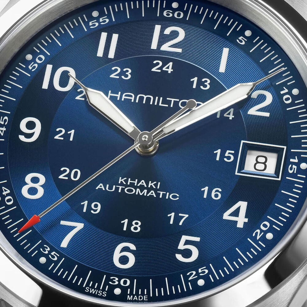 Hamilton Khaki Field 38mm Blue Dial Blue Fabric Strap Automatic Watch image number 3
