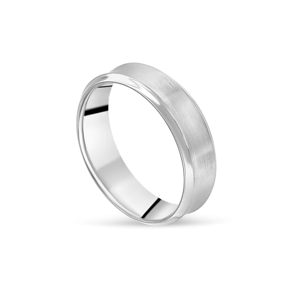Platinum 6mm Matte Centre Edge Men's Wedding Ring image number 0