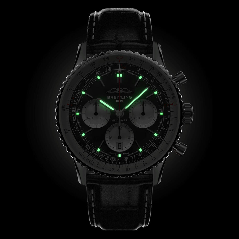 Breitling Navitimer B01 Chronograph 43 Black Dial Silver Details Black Strap Watch image number 5