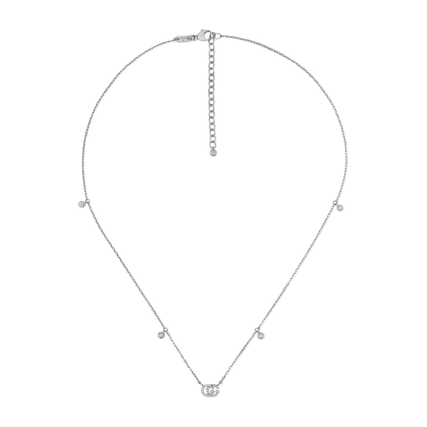 Gucci GG Running 18ct White Gold 0.09ct Diamonds Necklace