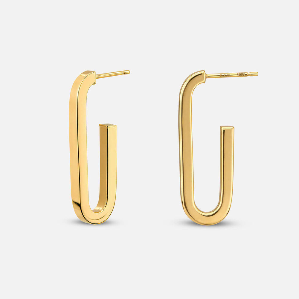 Yellow Gold Plated Sterling Silver J Hoop Earrings