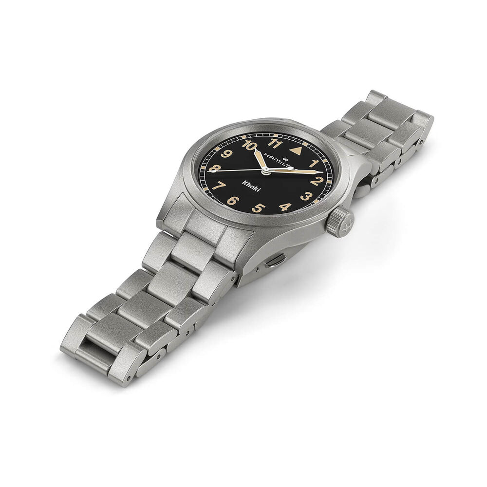 Hamilton Khaki Fields Quartz 38mm Black Dial Steel Bracelet Watch image number 2