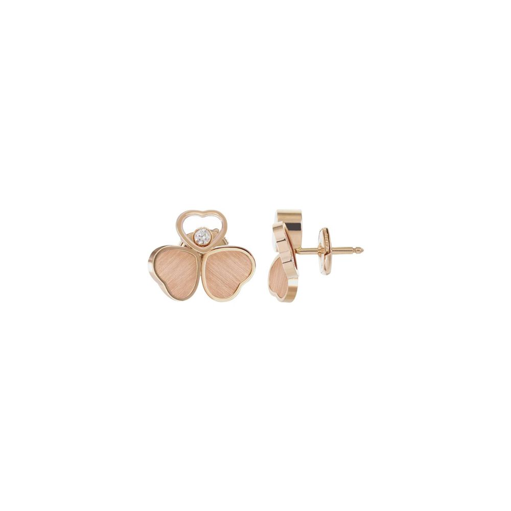 Chopard Happy Hearts Rose Gold 0.10ct Diamond Stud Earrings image number 1