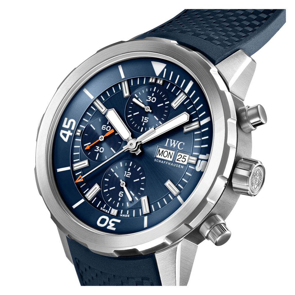 IWC Schaffhausen Aquatimer Chronograph Blue Dial Strap Watch image number 4
