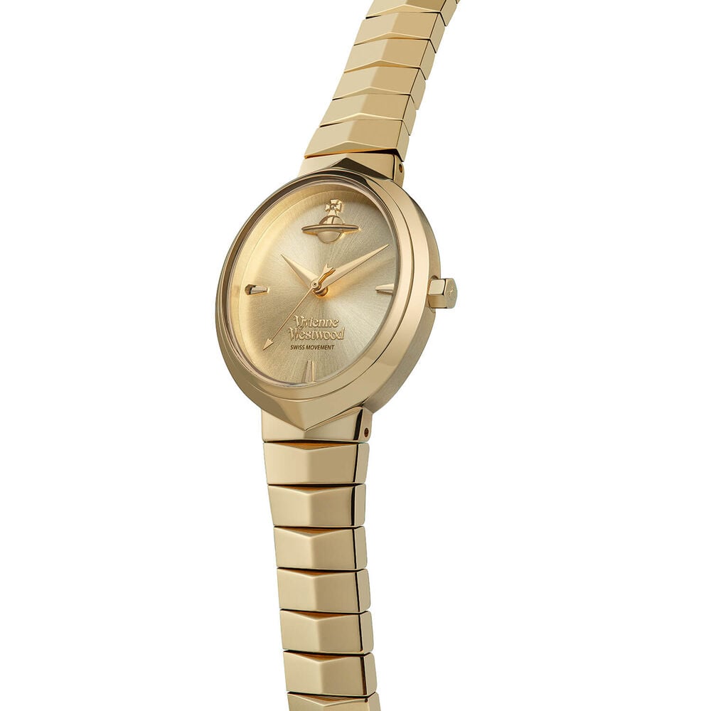 Vivienne Westwood Armour 28mm Champagne Dial Gold Steel Bracelet Watch image number 1