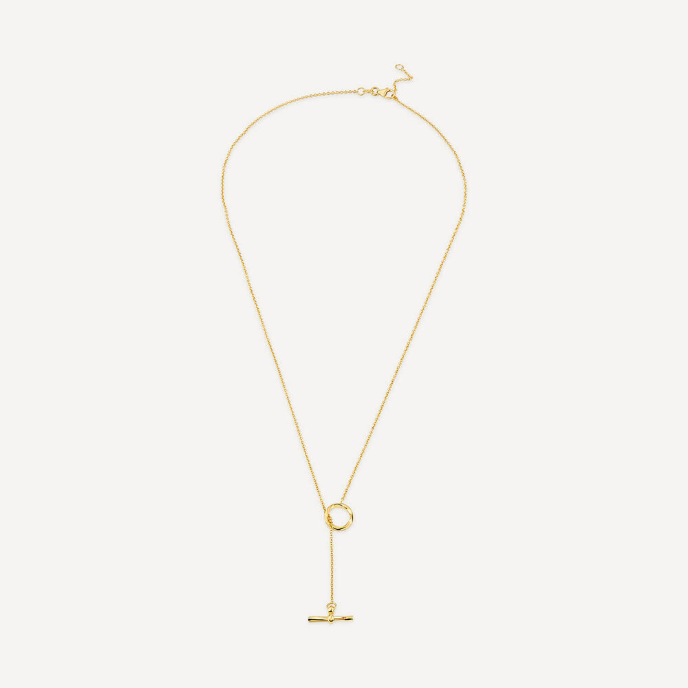 9ct Yellow Gold Diamond Cut Lariat T-Bar Necklet image number 2