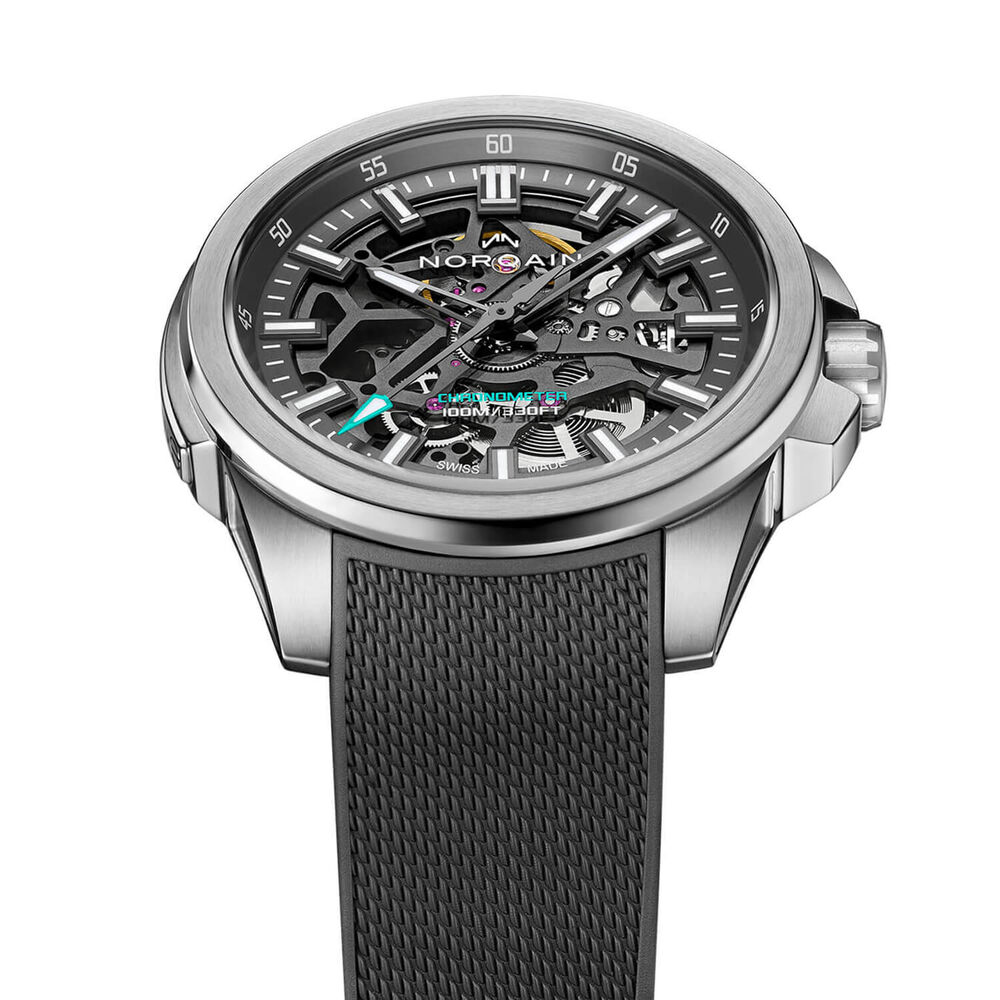NORQAIN Independence Skeleton 40mm Dial Black Rubber Strap Watch image number 2
