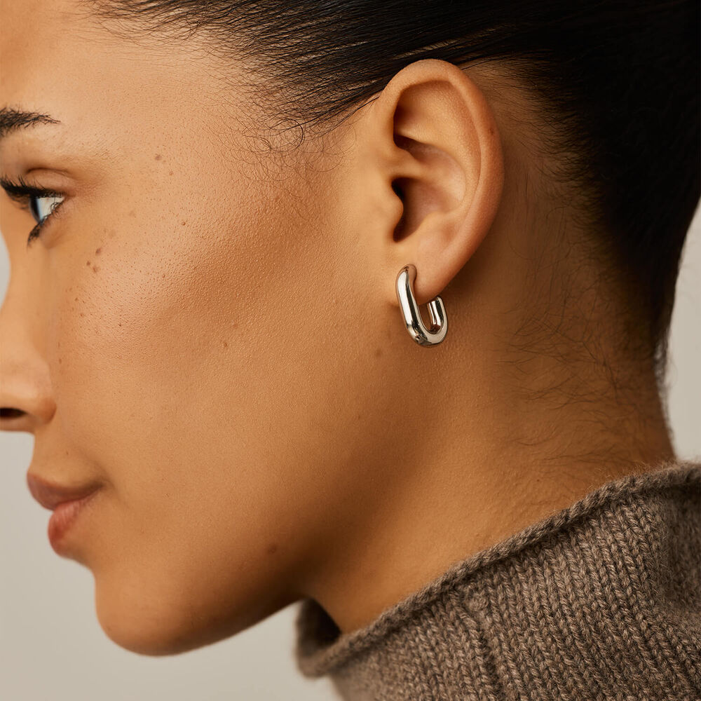 Missoma 18ct Platinum Plated Steel Chubby Oval Small Hoop Earrings
