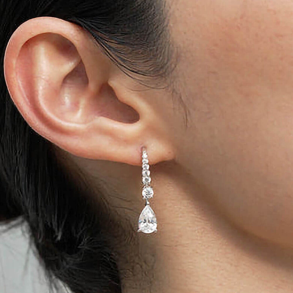 CARAT* London Thea Pear Cubic Zirconia White Gold Plated Drop Earrings